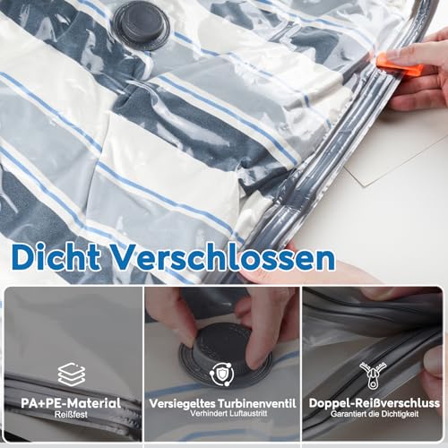 Travel Vacuum Bags for Clothes with Wireless Electric 60000Pa Pump, Pack of 15 Vacuum Storage Bags in 3 Sizes (40 x 50/40 x 60/50 x 60 cm), Save 80% Space for Travel Luggage and Storage