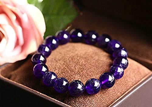 Natural Amethyst Gemstone Beads Bracelet 12mm Gift Birth Stone