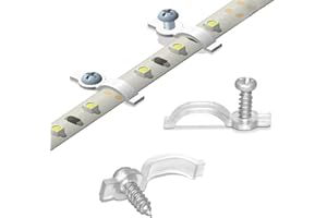 GRIVER 100 Pack Strip Light Mounting Brackets,Fixing Clips,One-Side Fixing,100 Screws Included (Ideal for 10mm Wide Waterproof Strip Lights)