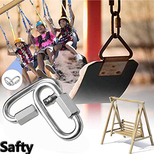 Quick-Link-Lsquirrel-304-Stainless-Steel-D-Shape-Locking-Carabiner-Heavy-Duty-Repair-Link-Pets-Keychain-for-Outdoor-Traveling-Equipment-M4-M6-M8-Capacity-200lb-600lb-1200lb-M6-10pack