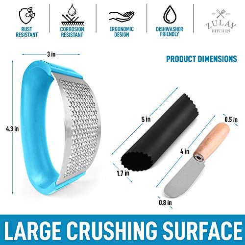 Zulay Stainless Steel Garlic Press Rocker Set Premium Garlic Mincer