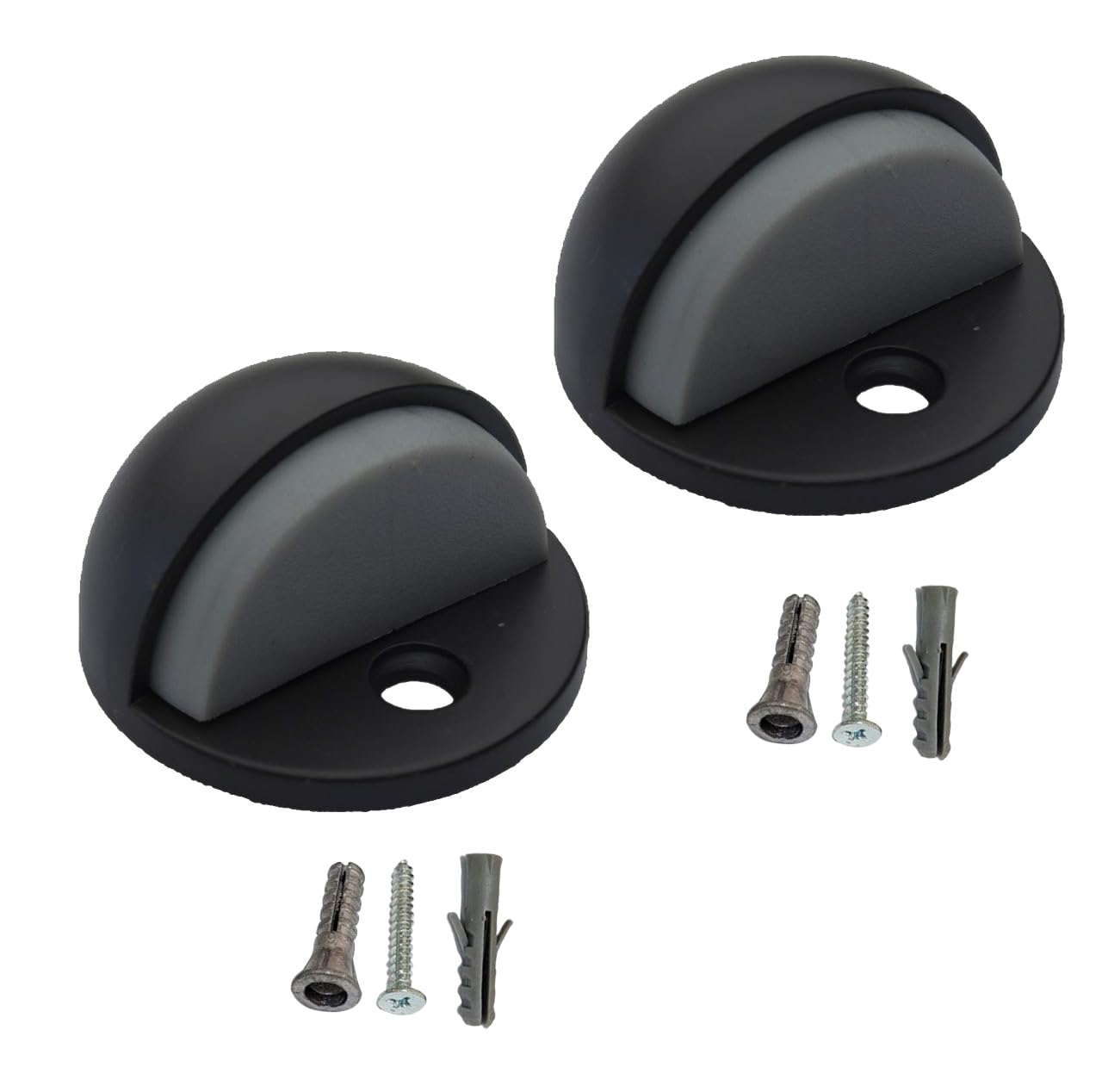 Photo 1 of QCAA Low Dome Floor Door Stop, H 25.4 x Diameter 44.5mm, Zinc Die Cast, Matte Black, 2 Pack, Made in Taiwan