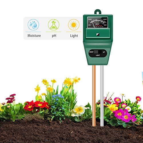 Axwcon Soil pH Meter, 3-in-1 Soil Test Kit Moisture/Light/pH Tester Great for Gardening, Farming, Indoor & Outdoor (No Battery Needed)