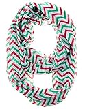Cotton Cantina Soft Chevron Sheer Infinity Scarf in Contrasting Colors (One Size, Christmas)