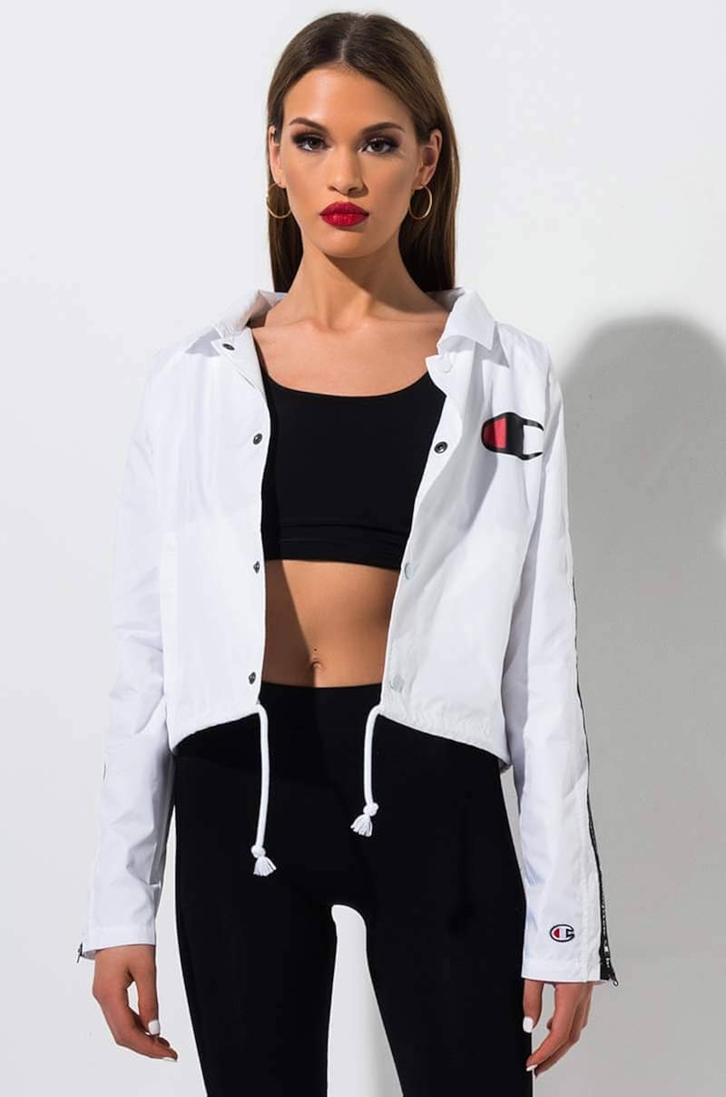 champion cropped coaches jacket