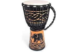 Djembe Drum, AKLOT African Drum Hand-Carved 8 inches Mahogany Goatskin Drumhead for Adults Starter Beginners