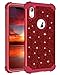 LONTECT Compatible iPhone XR 2018 Case Glitter Sparkle Bling Heavy Duty Hybrid Sturdy High Impact Shockproof Protective Cover Case for Apple iPhone XR 6.1 Display, Shiny Red