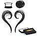 0 Gauge Black Ink Glow in the Dark Teardrop Glass Spiral Taper (8mm) - 4 Pieces