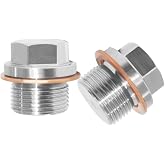 Joywayus 2 Pack Stainless Steel M8x1 Male Hex Plug | Outer Hex Socket Thread Pipe Fitting Rods By CNC for Closing the End of Pipe