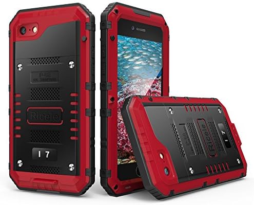 iPhone 7 Case, [Waterproof] Ricele Premium Hybrid Protective Bumper Cushion With Built-in Screen Protector Dirt/Dust Proof Snowproof Shockproof Case for iPhone 7 (2016) (Red)