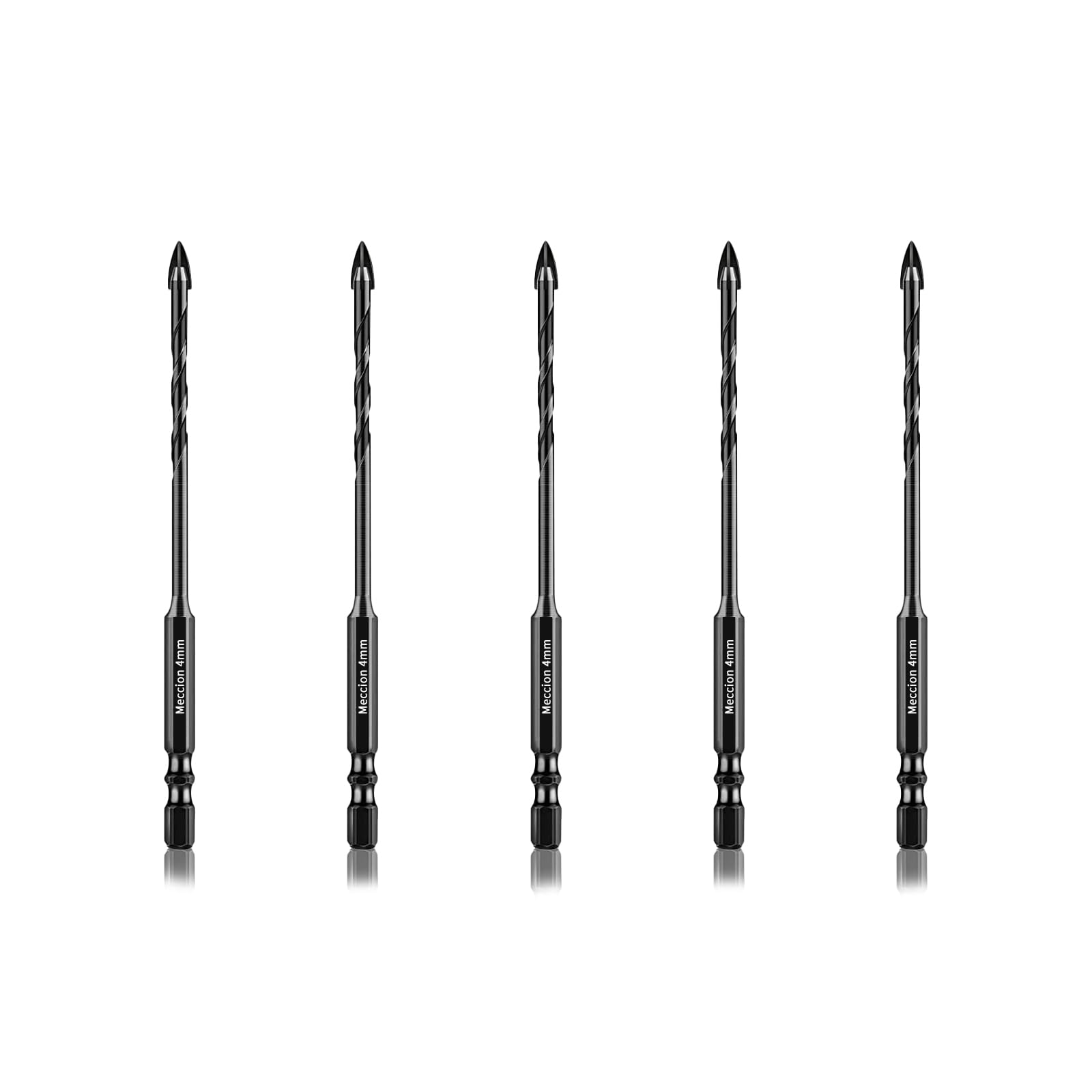 Meccion Tile Drill Bit 4mm x 5Pcs Professional Cross Tungsten Carbide Tip Drill Bits for Tile, Brick, Glass, Porcelain, Plastic, Wood, Cement, Mild Metal โ image 1