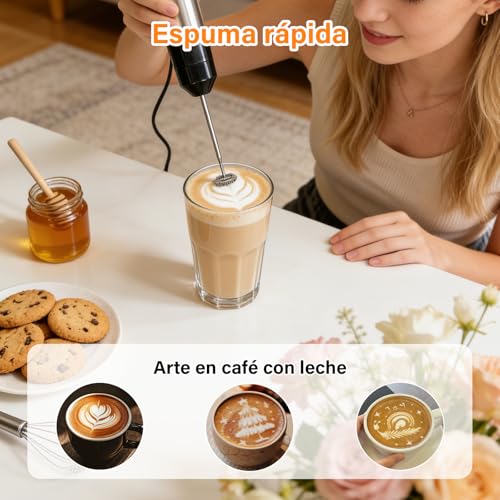 LEMONSEA Batidora de Inmersion 5 en 1 de acero inoxidable, Licuadora de Mano 1000W Batidora de Mano Multiusos de Alta Potencia, Incluye Tazón Picador y Accesorios para Batidos y Espumador de Leche