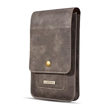 LXSNOW Doppelte Kuhhaut Handy Hüfttasche Gürteltasche Handytasche Waist Bag Bauchtasche/Aufbewahrungs Tasche, 6,5 Zoll Geldbö