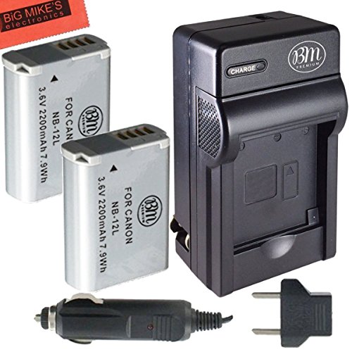 BM Premium 2-Pack of NB-12L Batteries and Battery Charger for Canon Legria mini X, PowerShot N100,PowerShot G1 X Mark II Digital Camera BM Premium 2-Pack of NB-12L Batteries and Battery Charger for Canon Legria mini X, PowerShot N100,PowerShot G1 X Mark II Digital Camera