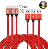 E-POWIND 3Pack 6ft Premium Micro USB Cable High Speed Extra Long USB Charging Cables for Android,Samsung,Nexus, HTC, Motorola, Nokia,HUAWEI,and More.(Red)