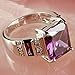 Psiroy 925 Sterling Silver Plated Emerald Cut Simulated Amethyst Wide Band Engagement Ring Size 8