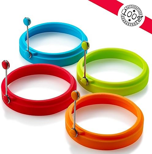 New Egg Ring, Silicone Egg Rings Non Stick, Egg Cooking Rings, Perfect Fried Egg Mold or Pancake Rings(4pcs)