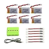 Quadcopter Drone Battery,Elflight upgrade 6pcs 260mah Battery and 1to6 Charger for Eachine R010 E010 JJRC H36 NIHUI NH010 Rc Quadcopter Drone Spare Parts
