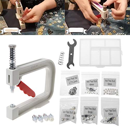 Peuriy 1 Set Manual Beading Machine Clothes Cap Pearl Bead Rivet Craft For DIY Repair Lace Knit Hat Hair Tools