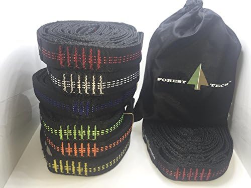 SALE! ends 3/12/17 Forest Tech (TM) Hammock Straps RED CHOICE of 5 COLORS XL Hammock Suspension Kit - Super Strong Lightweight Tree Friendly 100% Non-Stretch (2 Straps &amp; Carrying Pouch)