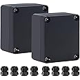 Otdorpatio Junction Box IP65 Waterproof ABS Plastic Electrical Project Case Power Junction Boxes, Project Box with 4 PCS M12 Cable Glands 2.5 x 2.3 x 1.3 Inch （63 x 58 x 33mm