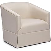 Comfort Pointe Elm Ivory Woven Polyester Fabric Skirted 360-degree Swivel Accent Chair