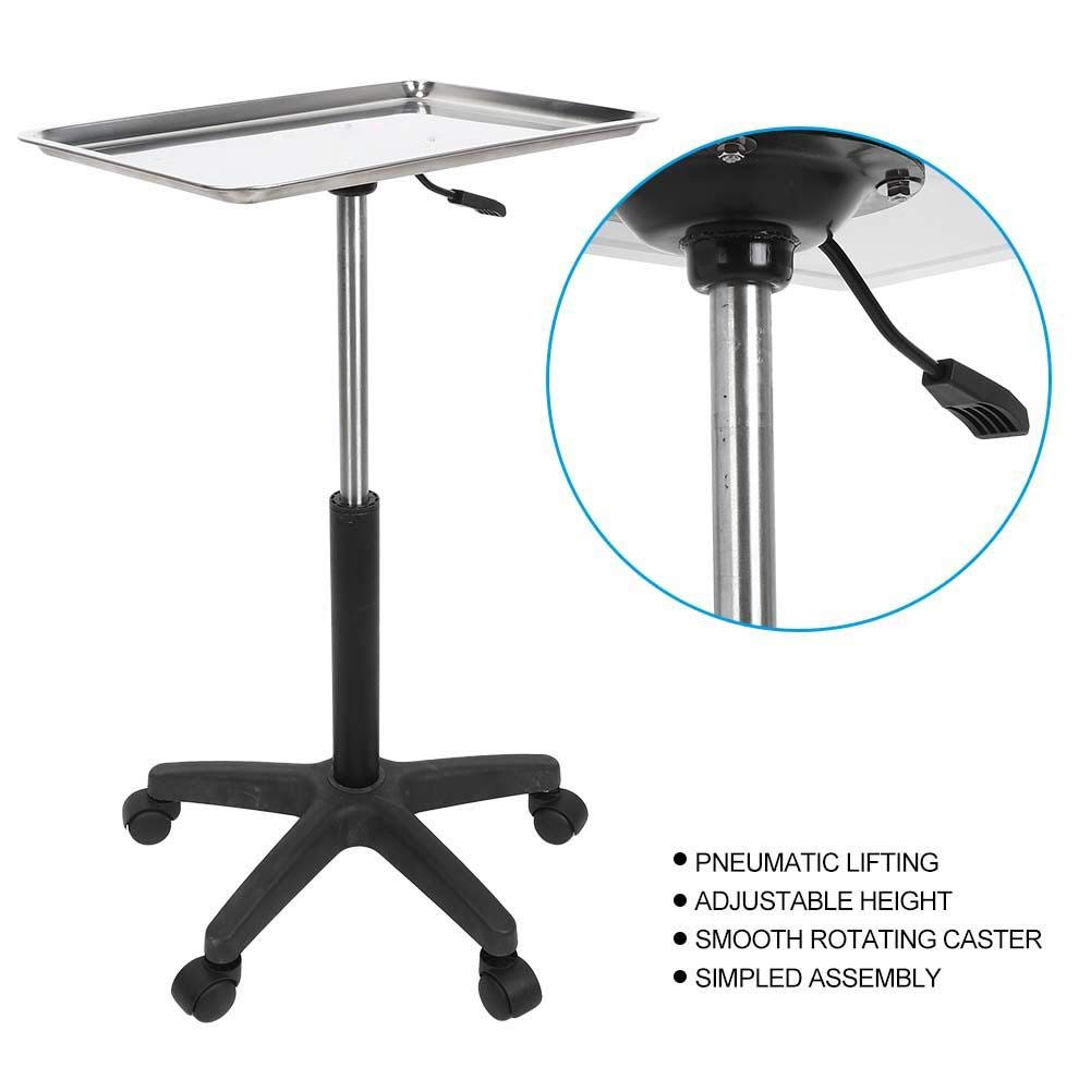 Salon Tray Beauty Rolling Trolley Cart Hair Spa Equipment Height Adjustable Stainless Steelwith Wheels Hairdressing Tattoo Storage(tray): Beauty