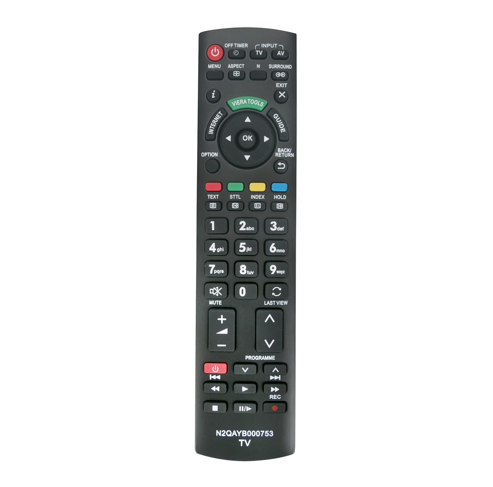 AULCMEET N2QAYB000753 Replaced Remote Control Compatible with Panasonic LED TV TX-P42G30B TX-P42G30J TX-L42D25E TX-L42E30E TX-L42E3E TX-L42E5B TX-L42EW5 TX-L37E30E TX-L37E5B TX-L37E5E TX-L37E5Y