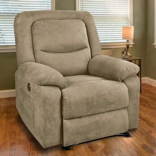 MAGIC UNION Overstuffed Fabric Electric Recliner Chair Heated Vibration Massage Sofa with USB Charge Port Home Theater Seating - Thumbnail 7