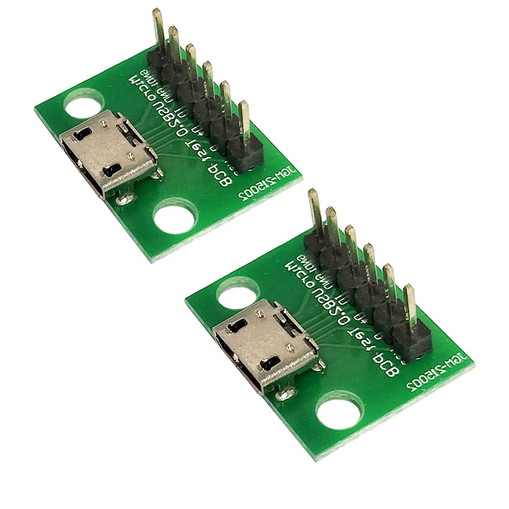 WLGQ USB2.0 Connector Test with PCB Board Connector Adapter with 2.54mm (0.1 inch) pin Header (USB 2.0 Micro B Female)
