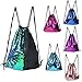 Winmany Mermaid Sequin Drawstring Backpack Glittering Reversible Dance Bag Sports Backpack Bag Outdoor Shoulder Bag