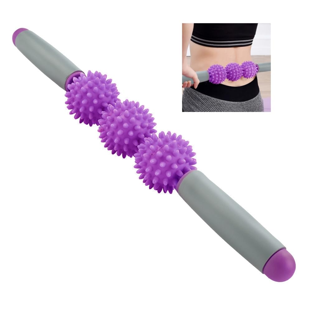 Muscle Roller Stick Yoga Stick Sports Fitness Foam Massage Roller for Deep Tissue Muscle Massage for Back Arms Shoulder Leg(Purple)