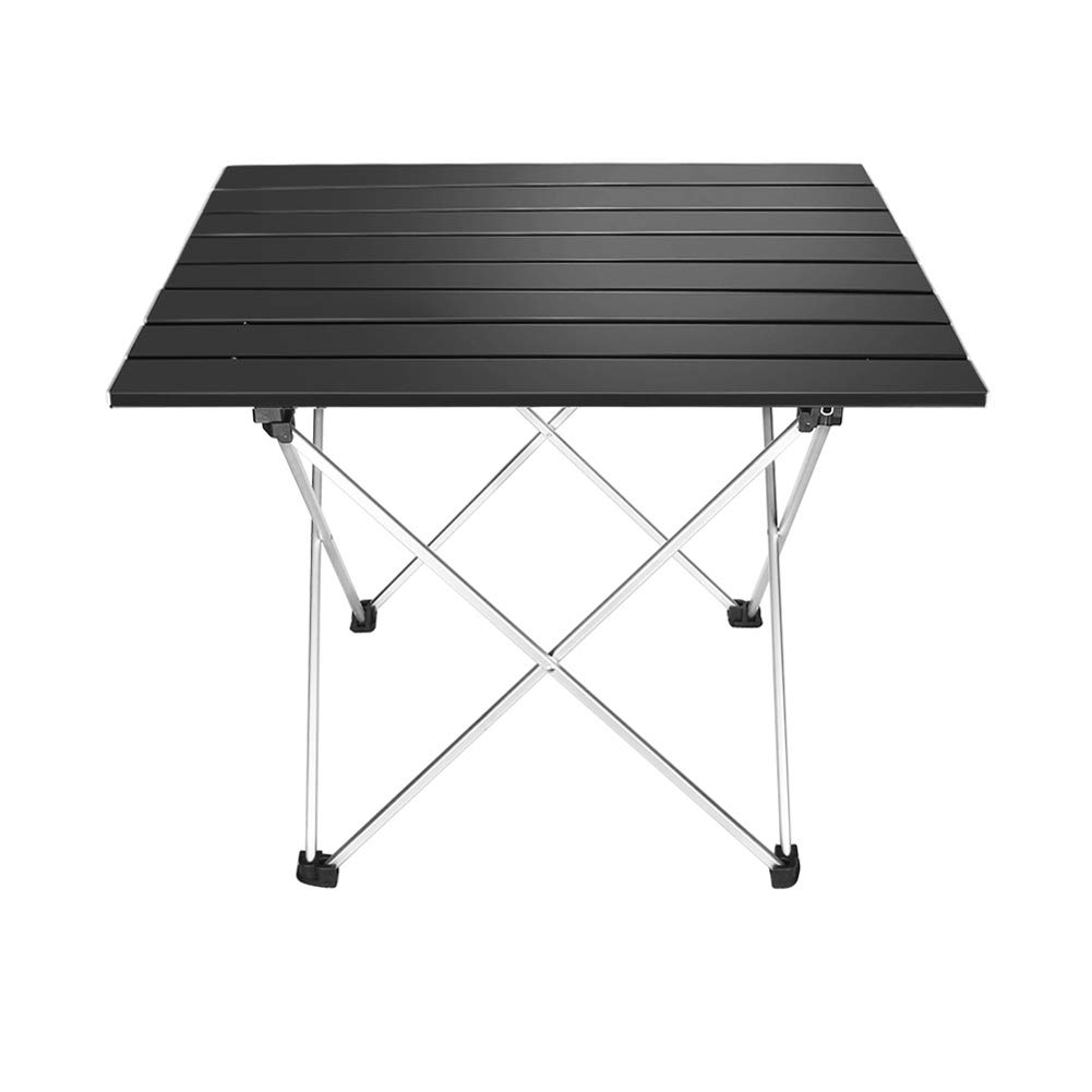 Outry Aluminum Folding Camping Table, Portable Collapsible Light Weight Table for Picnic, Camp, Beach, Fishing, BBQ (Black, L - Unfolded: 27" x 18.3" x 15.7")