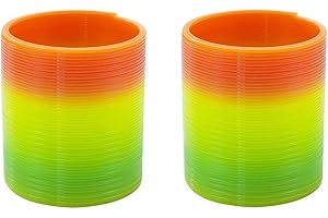 Rainbow Slinky, 2 PCS Colorful Plastic Coil Toy for Party Gift (6.5cm/2.5in)