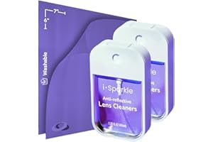 OPTIPAK I-Sparkle Anti-Reflective Lens Cleaner Spray kit | (2x) 1.35oz Glasses Cleaner Spray + (2x) Microfiber Cloth for Eyeglasses, Sunglasses, Lenses, Screens and Camera Cleaning Kit (4 Piece Set)