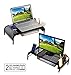 Monitor Stand Riser, Mesh Metal Desktop for Computer/Laptop TV Printer with Pull Out Drawer. New Design with Two Cellphone Slots. Two Compartments for Storage Organizer. Black by House Ur Home