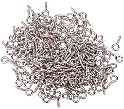 Pandahall 200pcs Platinum Iron Screw Eye Pin Bail Peg for Half-drilled Beads, 8x4x1mm
