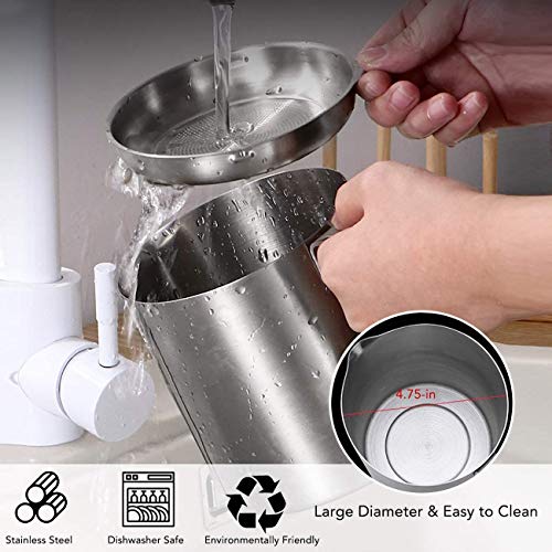 Grease Strainer 1.8L ,Stainless Steel Oil Container with Removable