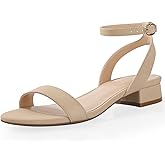 Ankis Black Nude White Gold Women Sandals Comfortable Walking Strappy Open Toe Sandals for Women Dressy Summer 1 Inch Low Block Heel Flat Adjustable Ankle Strap Shoes