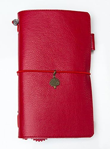 Traveler's Notebook Red Faux Leather Standard Size with 3 Inserts 192 Pages