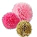 28 pcs Rose Pink Glitter Gold Tissue Paper Pom Pom Tissue Pom Pom Paper Tassel Garland Polka Circle Dot Paper Garland for Decor Wedding Bridal Pink Gold Birthday Baby Shower