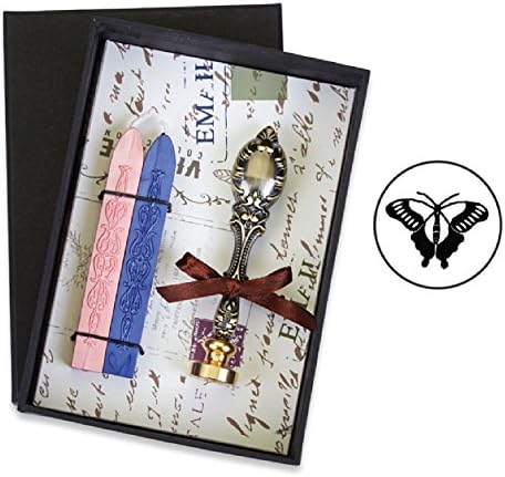 Butterfly Vintage Deluxe Wax Seal Kit with Symbol-Pink and Sapphire Sealing Wax