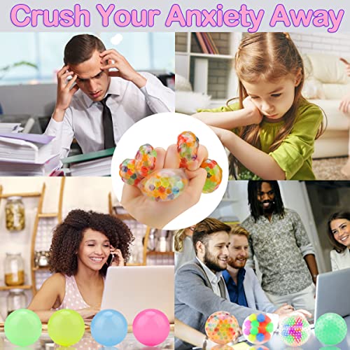 8Pack Stress Balls for Kids Original DNA Squishy Stress Balls Fidget Pack Colorful Squeezing Stress Relief Ball for Adults Squeeze Ball Sensory Ball Rainbow Stress Ball Ideal for Autism, Anxiety Bad Habits & More