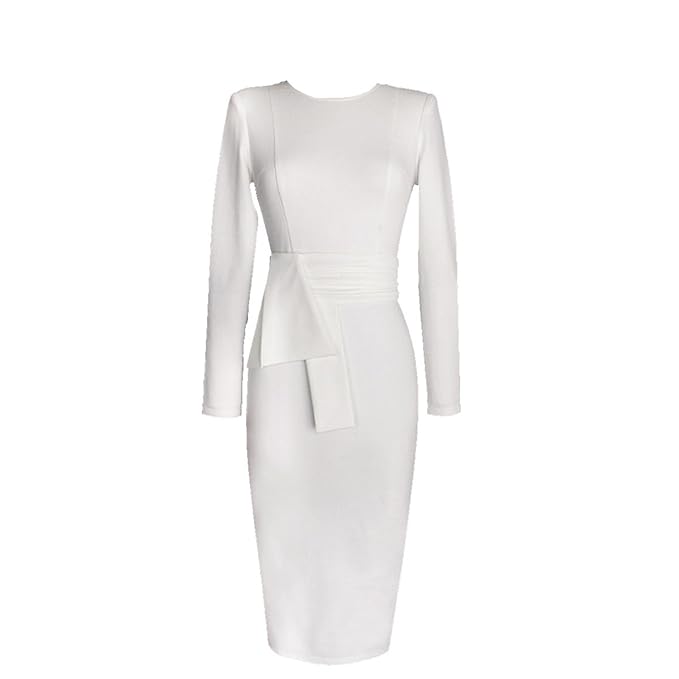 white long sleeve pencil dress