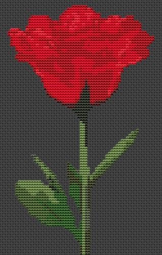 Red Rose Flower Cross Stitch Kit