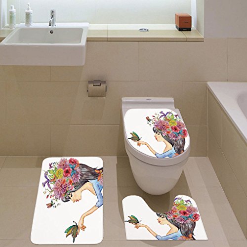 Ofloral 3 Pieces Bathroom Mat Set Beach Sunset Non Slip Bath Rugs One Bath Mat One Contour Rug And One Toilet Lid Cover Home Decorative Mimbarschool Com Ng