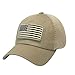 USA American Flag Patch Tactical Hat Mesh Back Adjustable Baseball Cap Beige Khaki