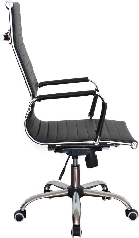 Classic Replica High Back Ribbed Office Chair - Leather, Swivel and Tilt, Adjustable Manager Executive Chair for Management, boss,Office, Conference, boardroom,Work, Task,Computer, Manager - Black: Kitchen & Dining
