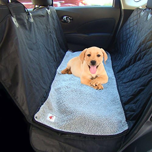 Dog Gone Dog Car Pet Seat Cover Hammock with Gray Machine Washable Fleece Mat - 2 Piece Set - Waterproof - Nonslip + Seat Flaps - 58" X 54" Wide