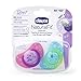 Chicco Flair Orthodontic BPA-Free Pacifier with Reusable Sterilizing Case, 2-pack, Pink/Purple, 12m+